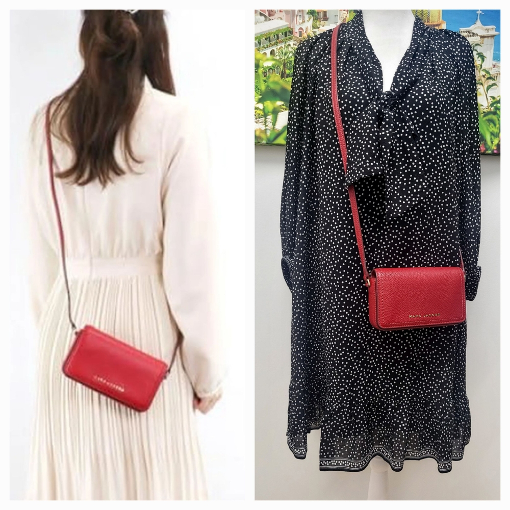 Marc Jacobs Red Leather Crossbody Phone Bag